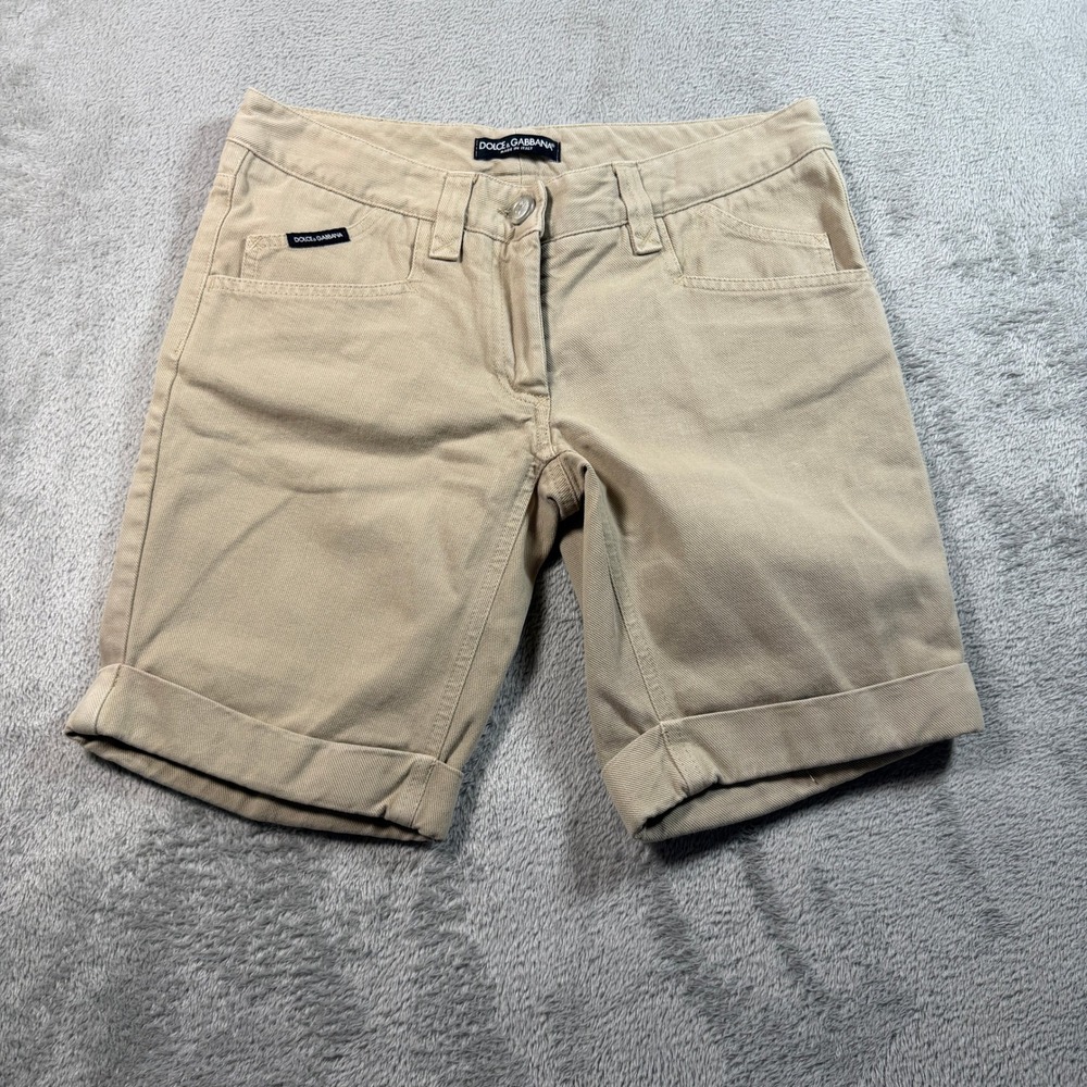 Dolce & Gabbana Chino Shorts Women Medium 42 Beige Cuffed Cotton Twill